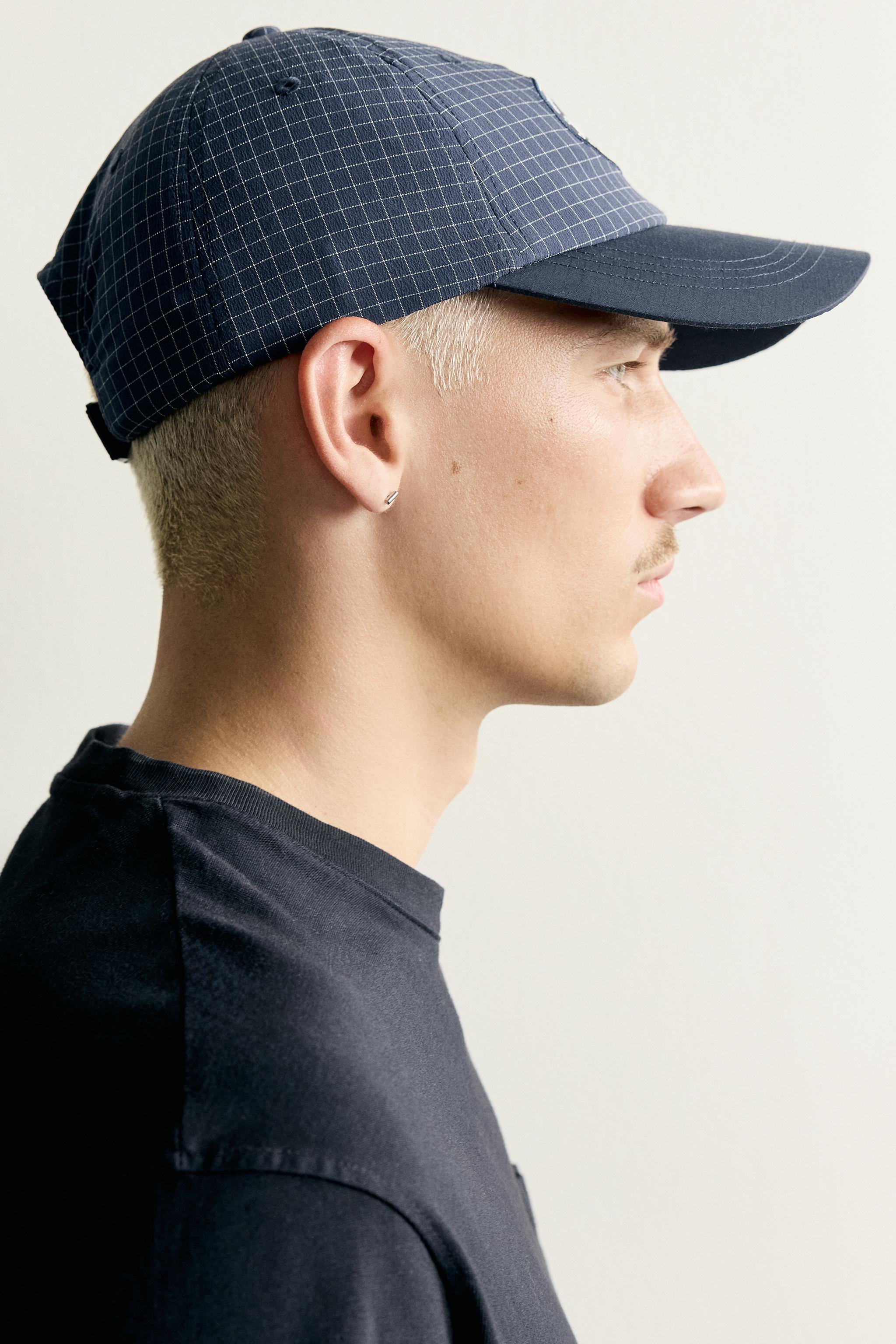 PLAID EMBROIDERED PATCH CAP